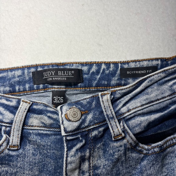 Judy Blue Acid Wash Distressed Boyfriend Jeans JB88281 Blue Womens 3/26 - Picture 2 of 8